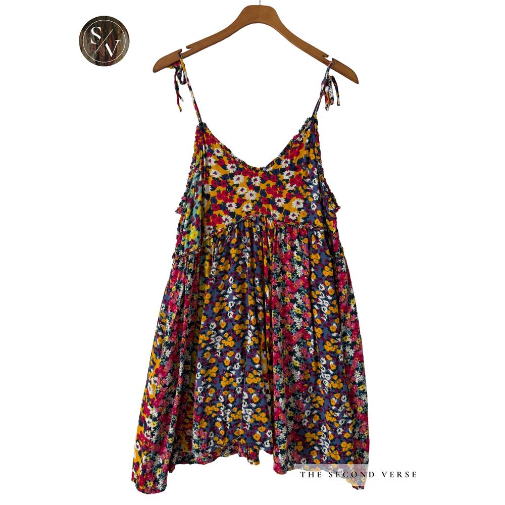 Patrons of Peace Multi Floral Tie Spaghetti Strap Dress Size Large - Picture 2 of 8